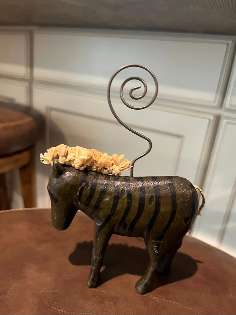 Handcrafted Wooden Safari Animal Decor Set of 3/ photo holders - Brown